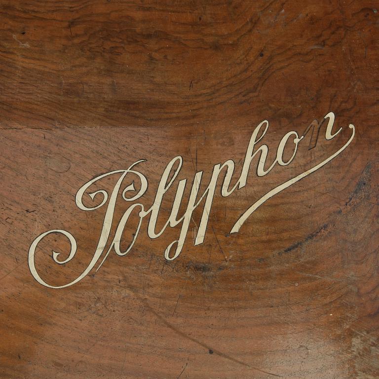 SPELDOSA MED SKIVOR, "Polyphon" 1800-talets senare hälft.