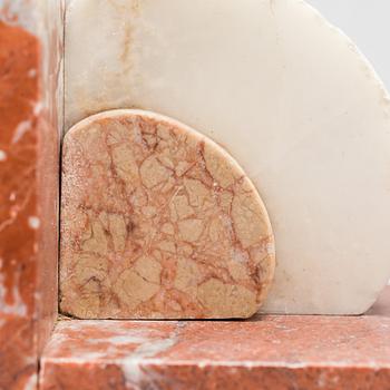A pair of art déco marble book ends.