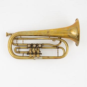 A brass horn by Ahlberg & Ohlsson, Stockholm, early 20th Century.