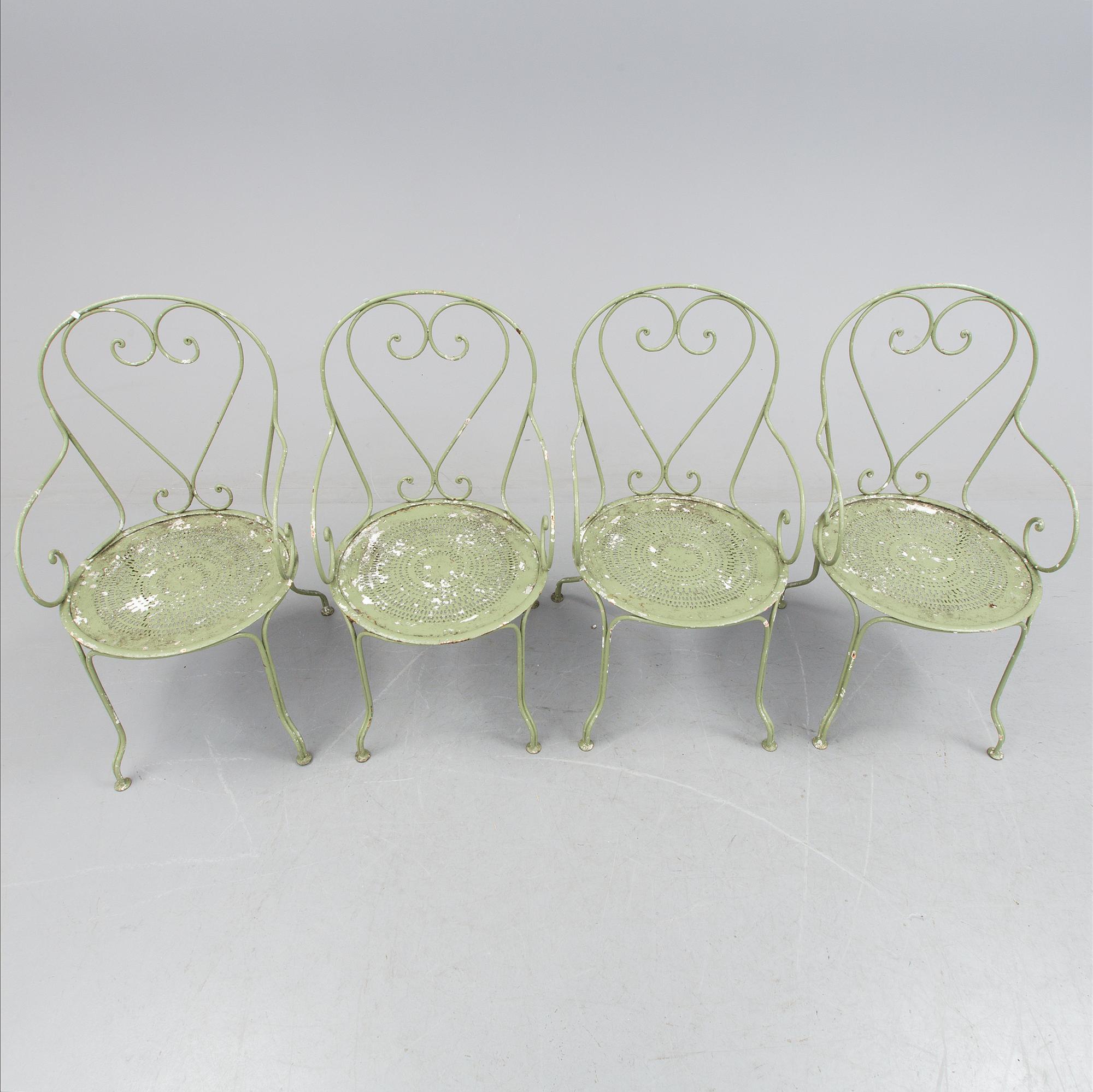 TRÄDGÅRDSMÖBLER, 5 delar, metall, 1900-tal.