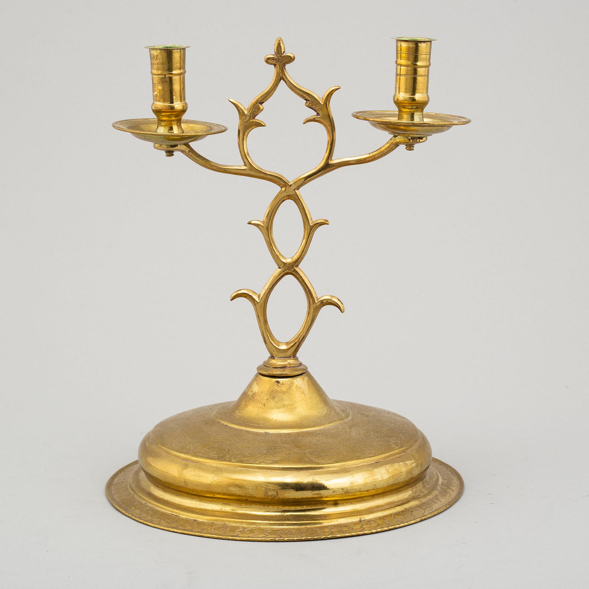 a 19th century brass candelabra.