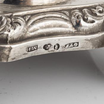 A Swedish pair of salt cellars, parcel-gilt silver, marks of Gustaf Theodor Folcker, Stockholm 1842.