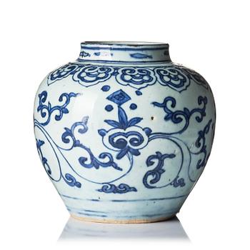 1109. A blue and white jar, Ming dynasty (1368-1644).