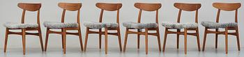 STOLAR, 6 st, "ch 30", Hans J Wegner, Carl Hansen, Danmark 1950-60-tal.