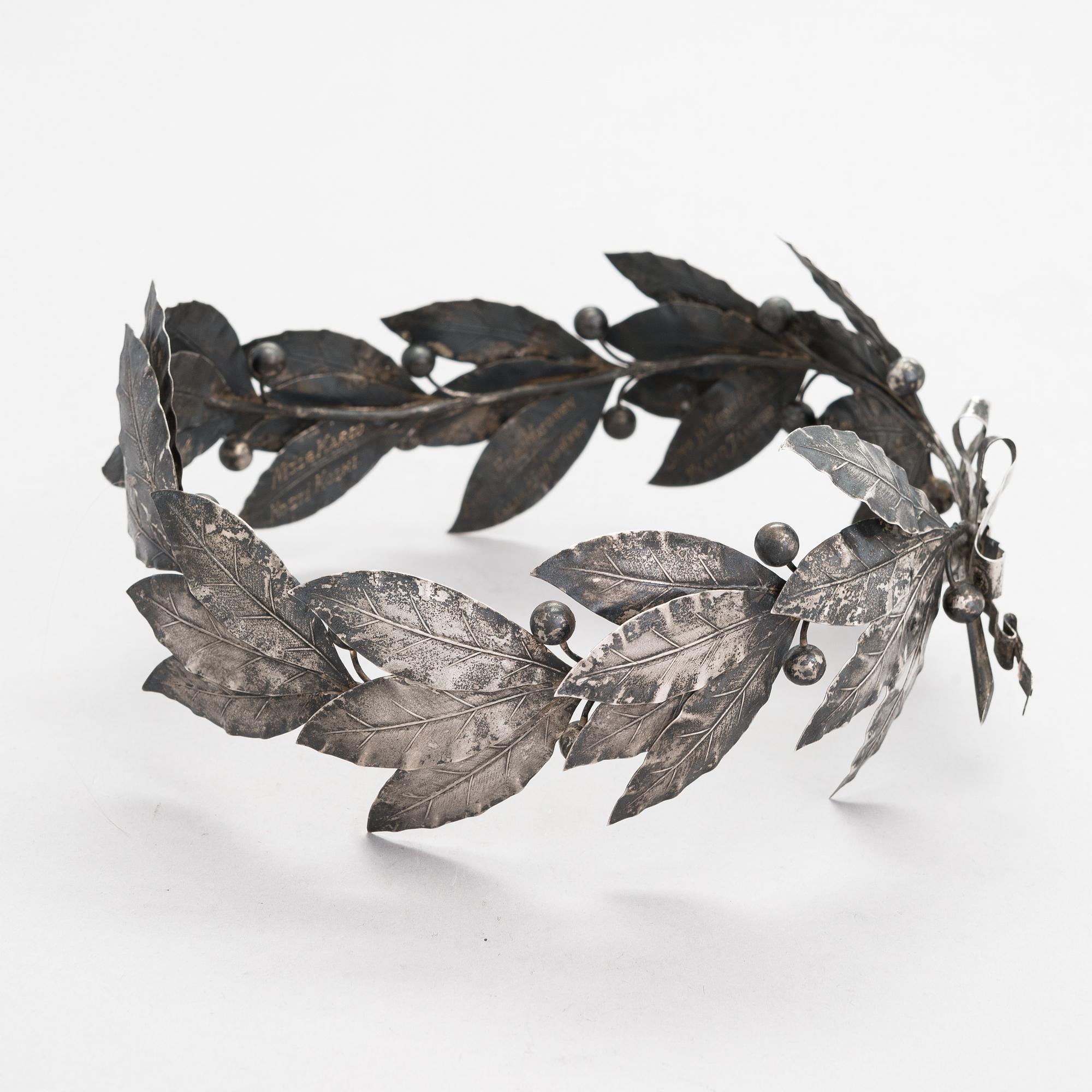 A 1930s silver laurel wreath, maker's mark of J.A.Tarkiainen, Vyborg.