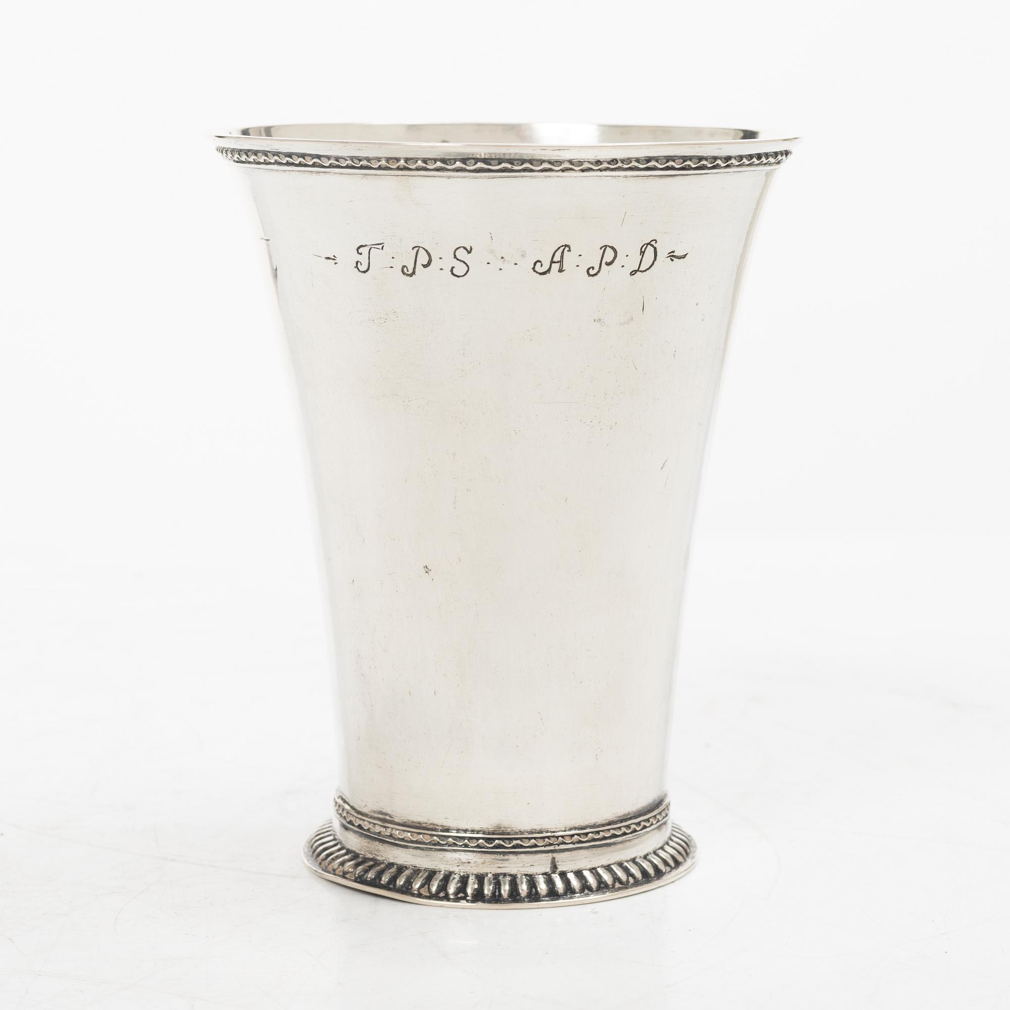 Cort Winberg, bägare, silver, Laholm, verksam 1690-1737 (1739).