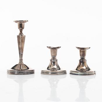 Candlesticks, 3 pcs, silver, Markströms Guldsmeds AB, 1961 and 1976.
