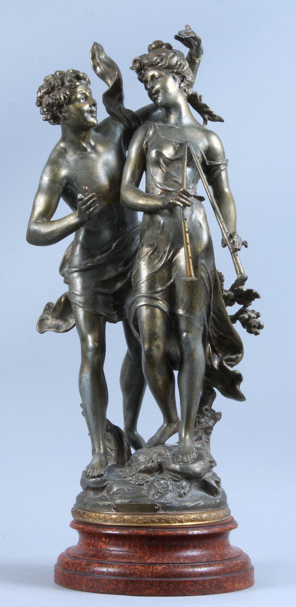 SKULPTUR, efter Èmile Bruchon, bronserad zink, sign. 1800/1900-tal.