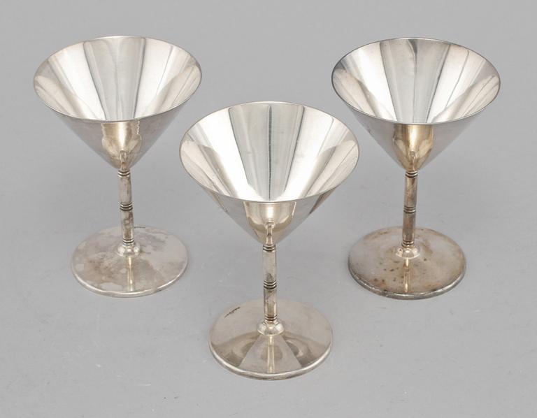 MARTINIGLAS, 12 st, nysilver, GAB, 1900-tal.