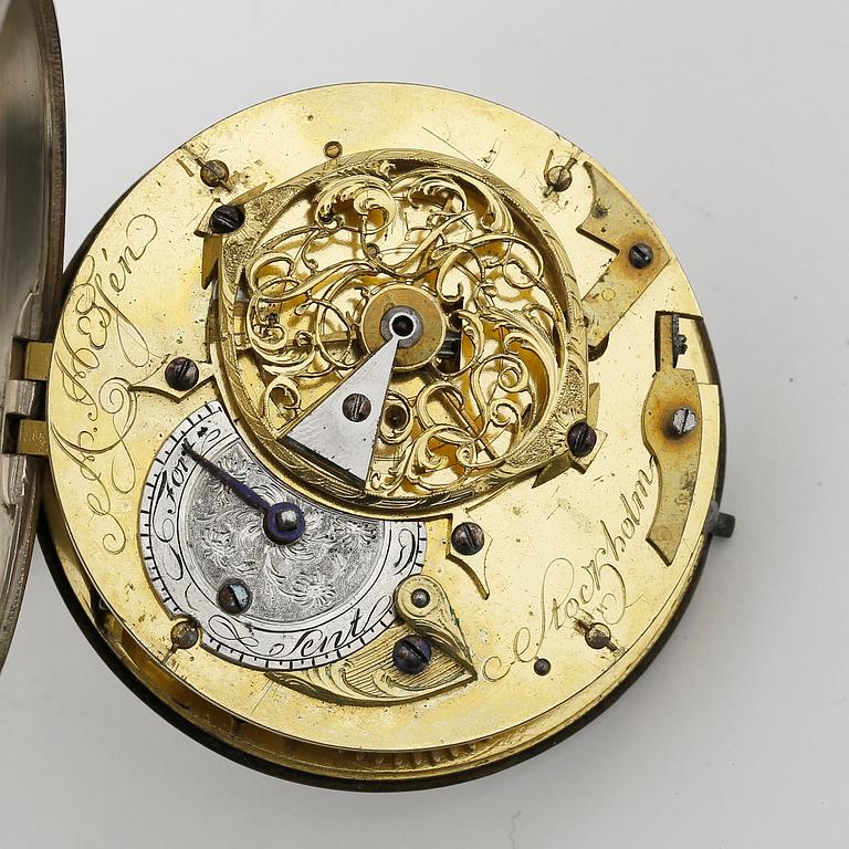 HERRFICKUR, silver, bär märkning A "Hessén", Stockholm, boetten stämplad 1767. Vikt ca 174 gram.