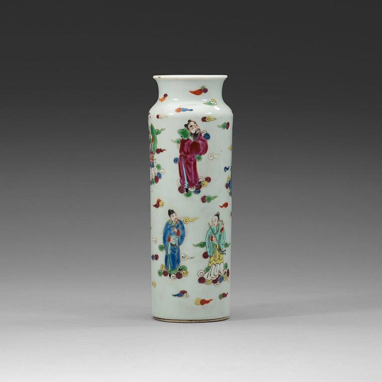 A famille rose vase with the eight immortals, late Qing dynasty, circa 1900.