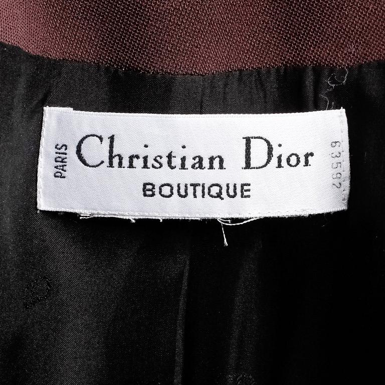 CHRISTIAN DIOR,  a two-picee brown wool dress consisting of jacket and skirt.