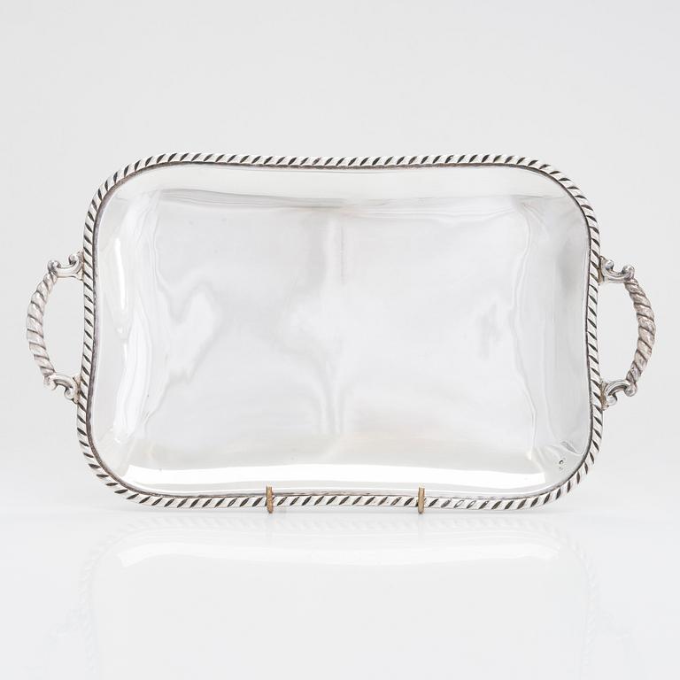A Spanish silver tray , mid 20th century.