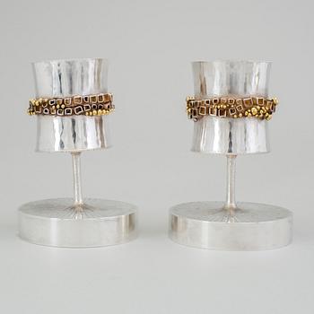 A pair of Karlheinz Sauer silver candlesticks, Västerås, Sweden 1972.