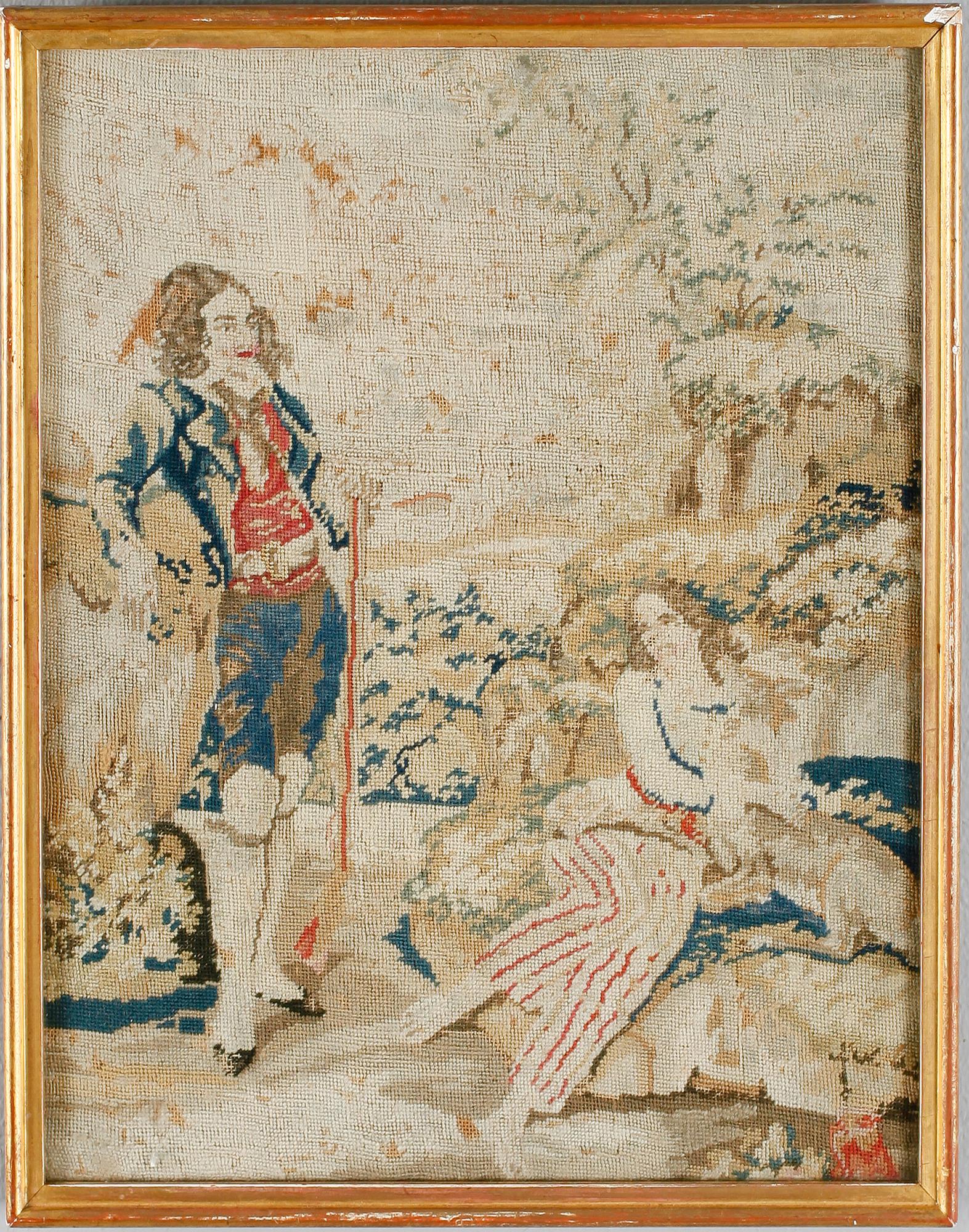 BRODERI, petit point, 1800-talets mitt.