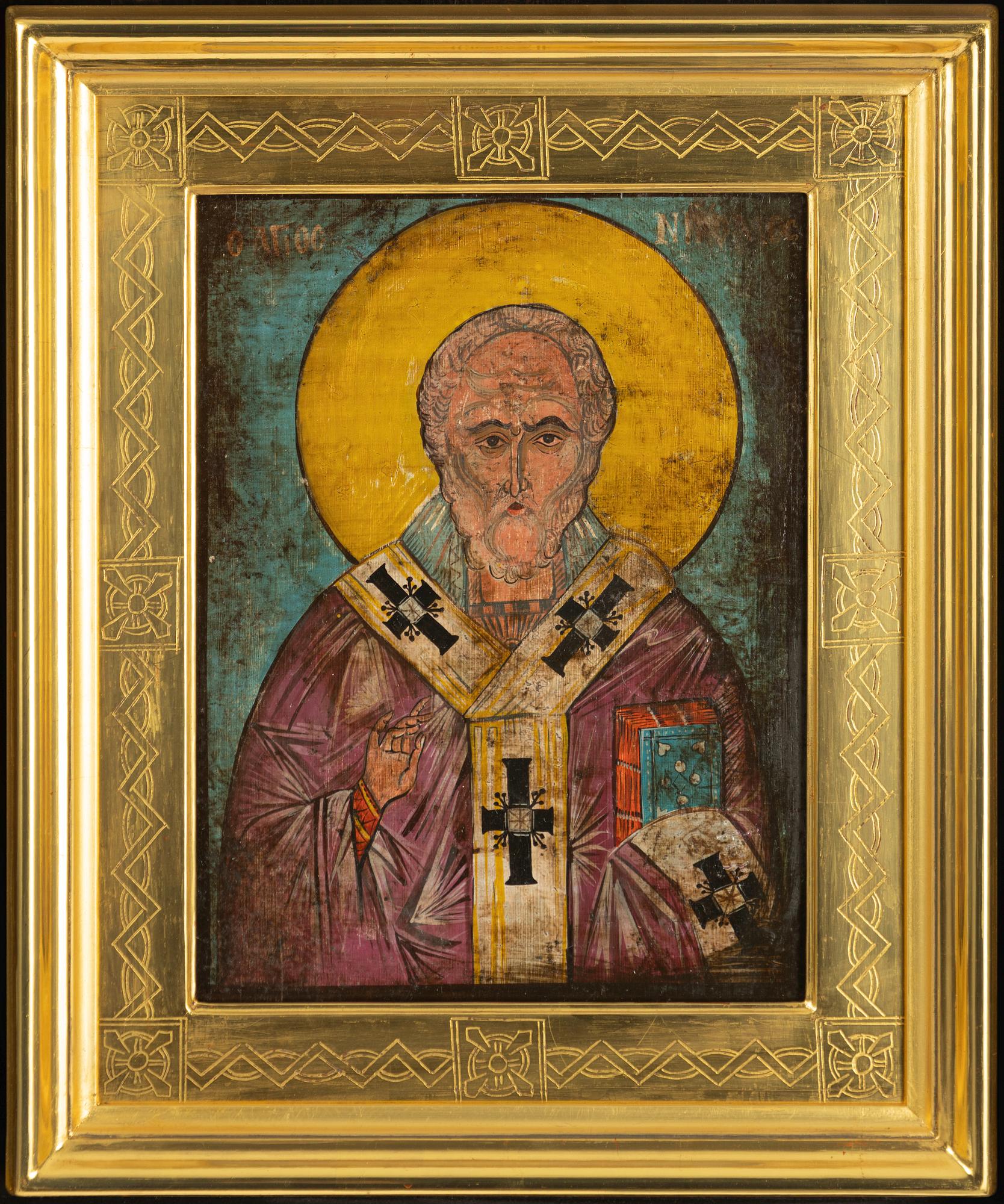 Ikon, Ryssland, 18/1900-tal, St Nikolaus.