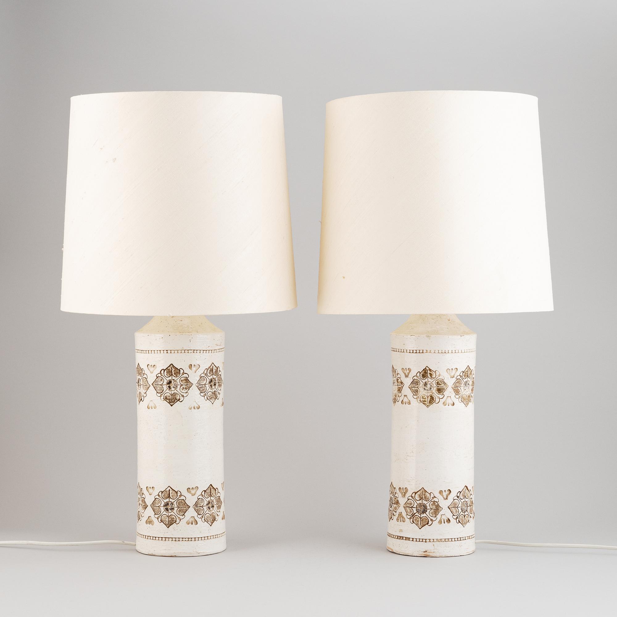 A pair of stoneware table lamps, Bitossi for Bergboms, 1960's-70's.