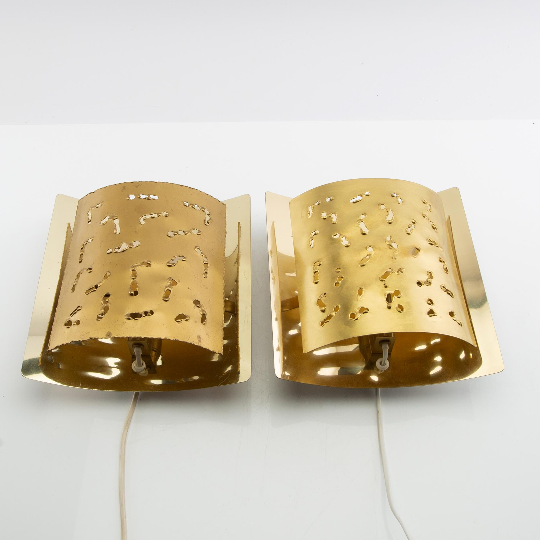 Vägglampor, ett par, modell "6477", Boréns, 1960/1970-tal.