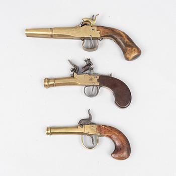 Pistols 3 pcs, 19th century.