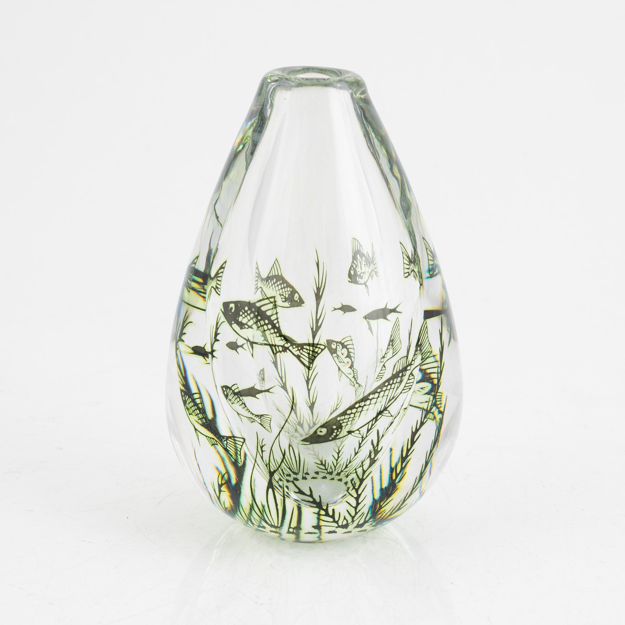 Edward Hald, vas, glas, "Fiskgraal", Orrefors.