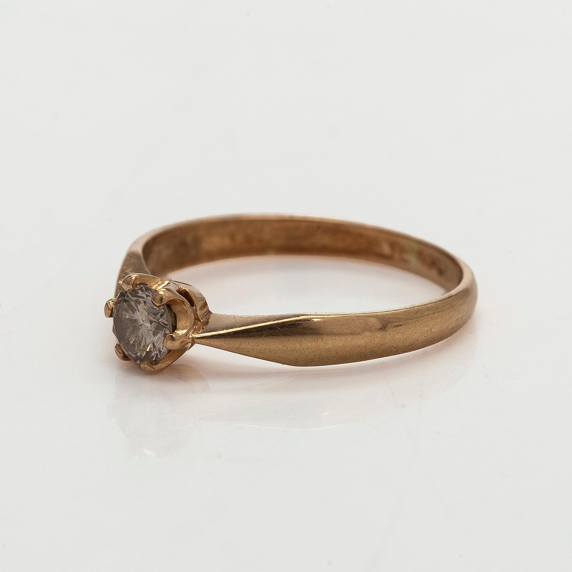 Ring, brilliant cut diamond 0.29 ct, 14K gold, 1992.
