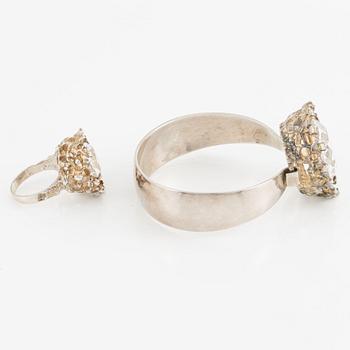Niels Erik From, Ring och armring, silver och bergkristall.