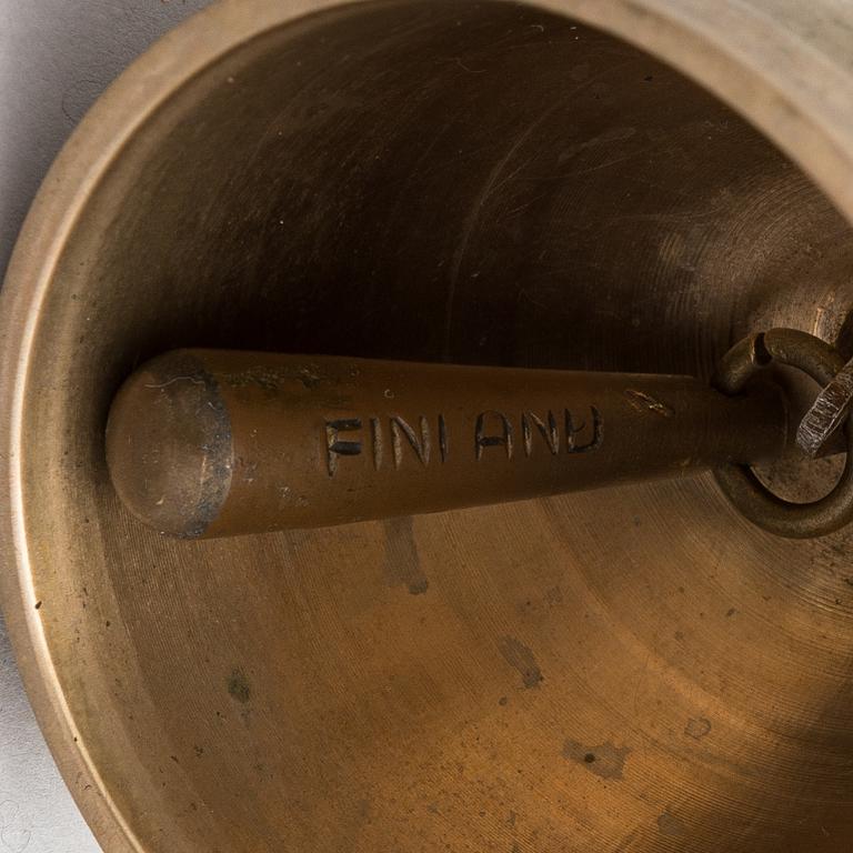 Bertel Gardberg, a brass and teak table clock, marked Gardberg Finland.