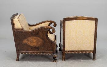 FÅTÖLJER, Chippendalestil. 1900-talets första hälft.