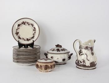 SERVISDELAR, 15 st, flintgods, Gefle, "Mullbär".