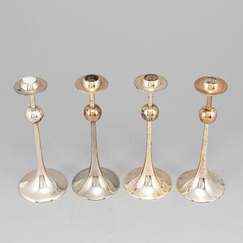 KJELL ENGMAN, four 'Saturnus' silver plated candel sticks from Gense. Designed in 1979.