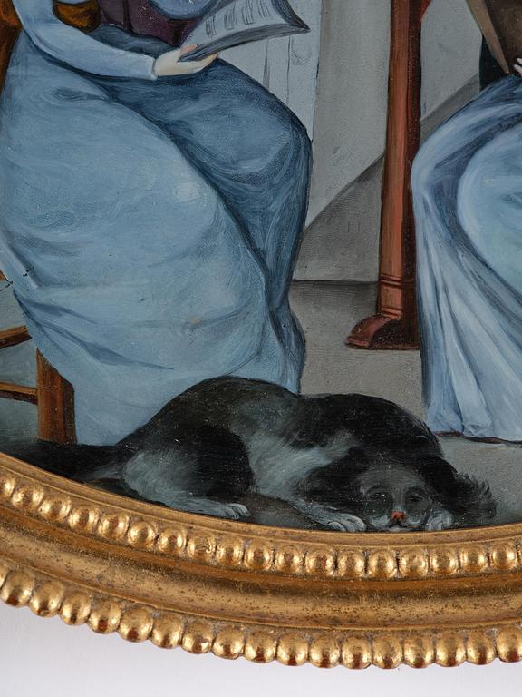 A pair of presumably English reverse-glass paintings, late 18th century.