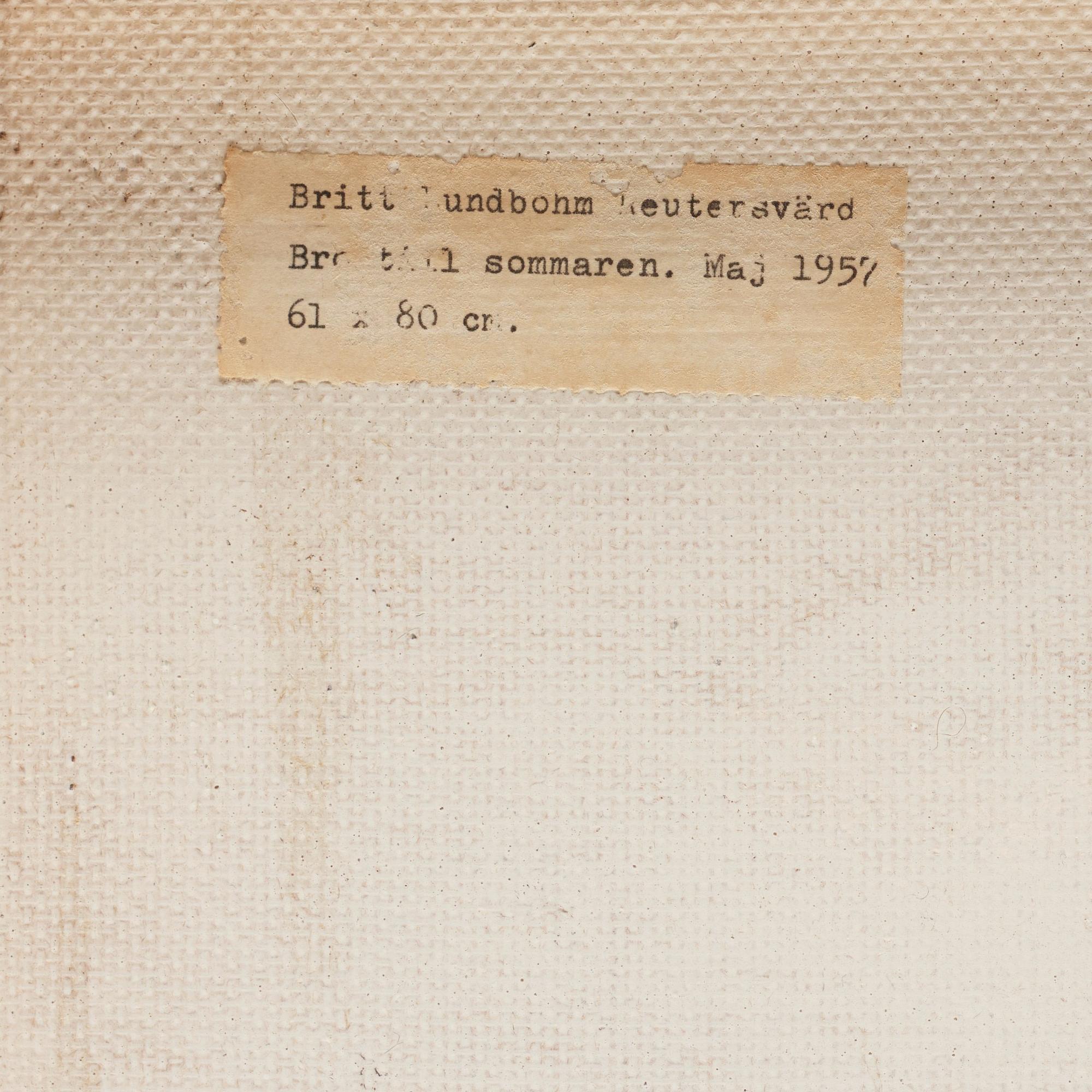 BRITT LUNDBOHM-REUTERSVÄRD, mixed media on panel, signed and dated 1957.