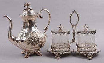 PARTI NYSILVER, 5 delar, bl a AG Dufva samt England, 1900-tal.