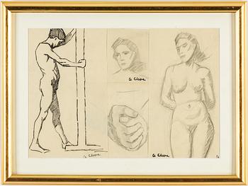 AGNES CLEVE, 4 drawings, framed together. Signed with stamp A Cleve.