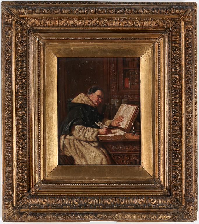 OKÄND KONSTNÄR, oljemålning på pannå, monogramsignerad.