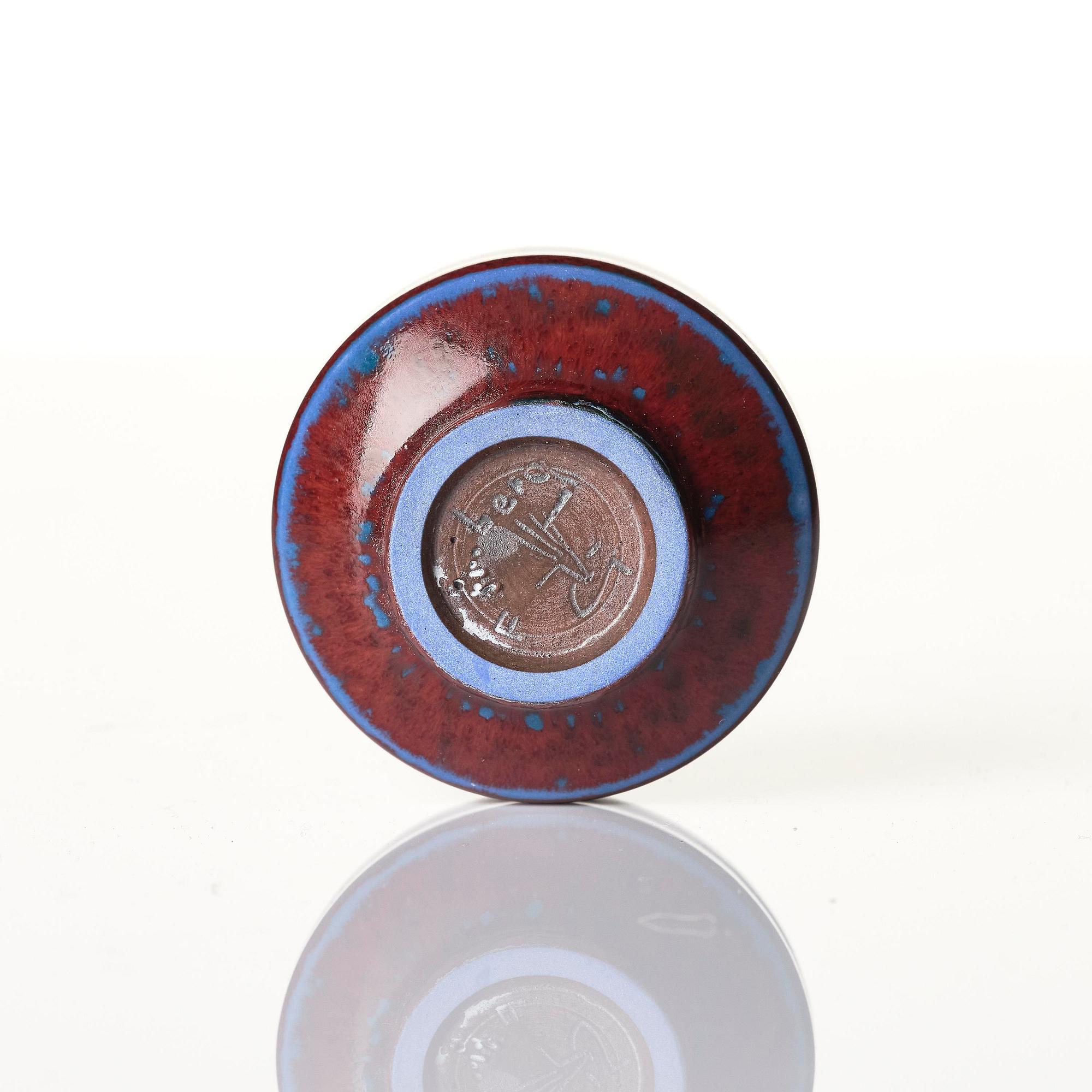 Berndt Friberg, a mahogany casket with stoneware miniatures, Gustavsberg Studio, no. 17.