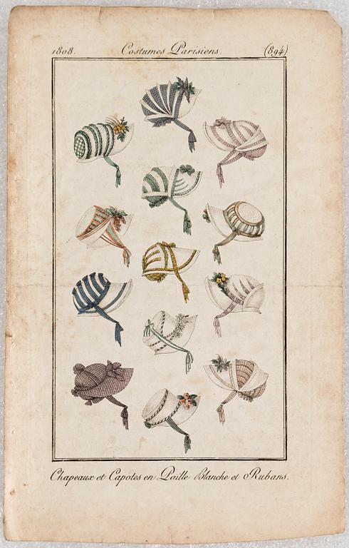 21 coloured fashionplates, 1808.