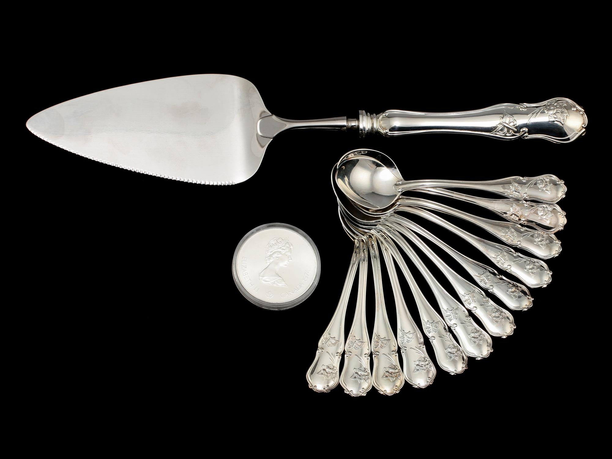 PARTI SILVER, 14 delar, sterlingsilver, mestadels MEMA, Lidköping, 1900-talets andra hälft. Tot vikt 290 g.