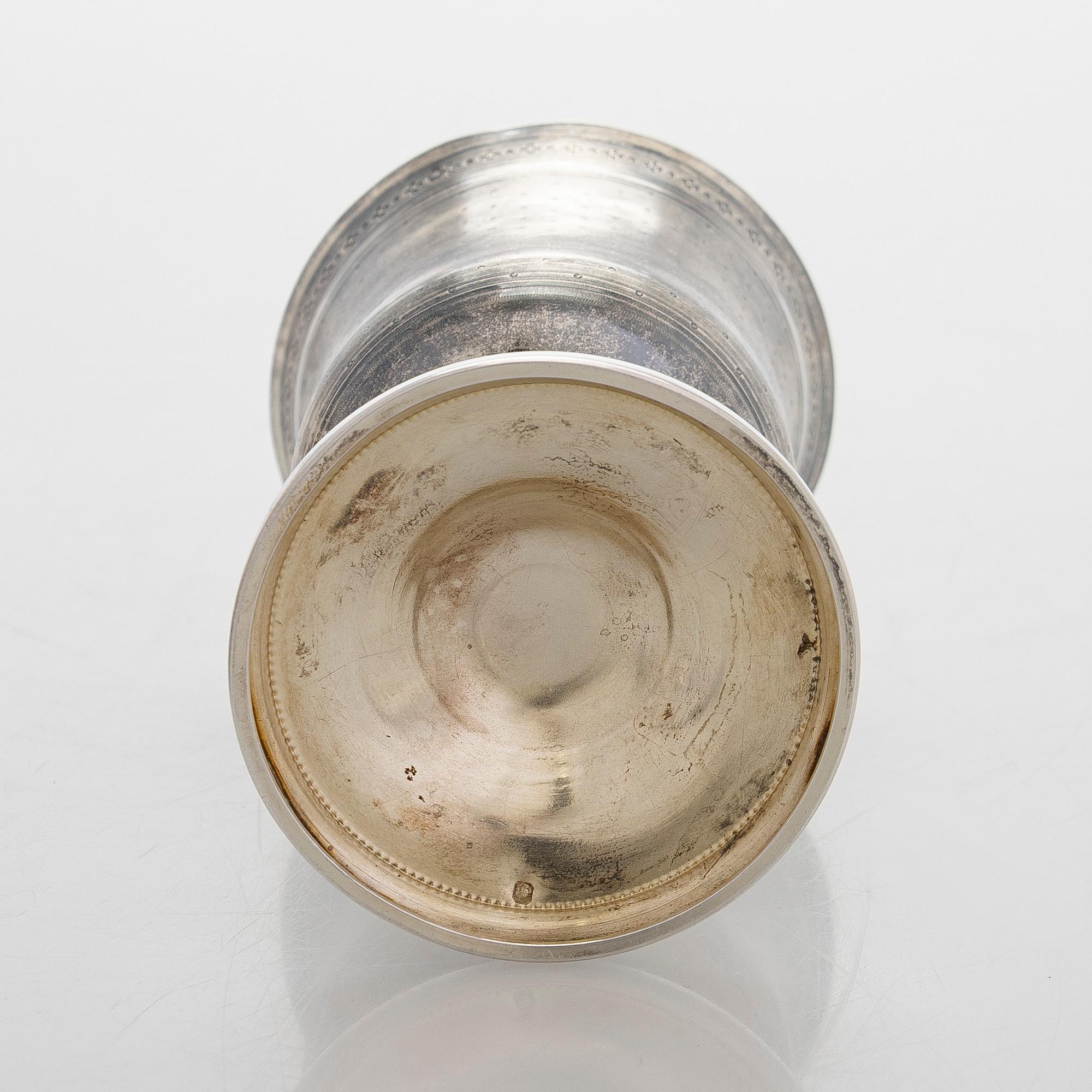 Philippe Berthier, bägare med fat, silver (.950), diamanter, Paris, 1800-talets mitt.