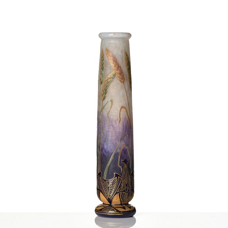 Daum Frères, an Art Nouveau gilt and enamelled cameo glass vase, Nancy, France.