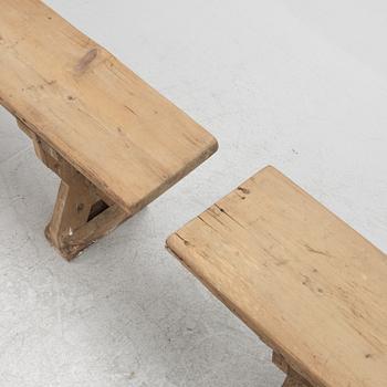 Benches, a pair,