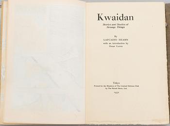 Bok, "Kwaidan", av Lafcadio Hearn, illustrerad och signerad av Yasumasa Fujita. Första upplagan, Japan, 1932.