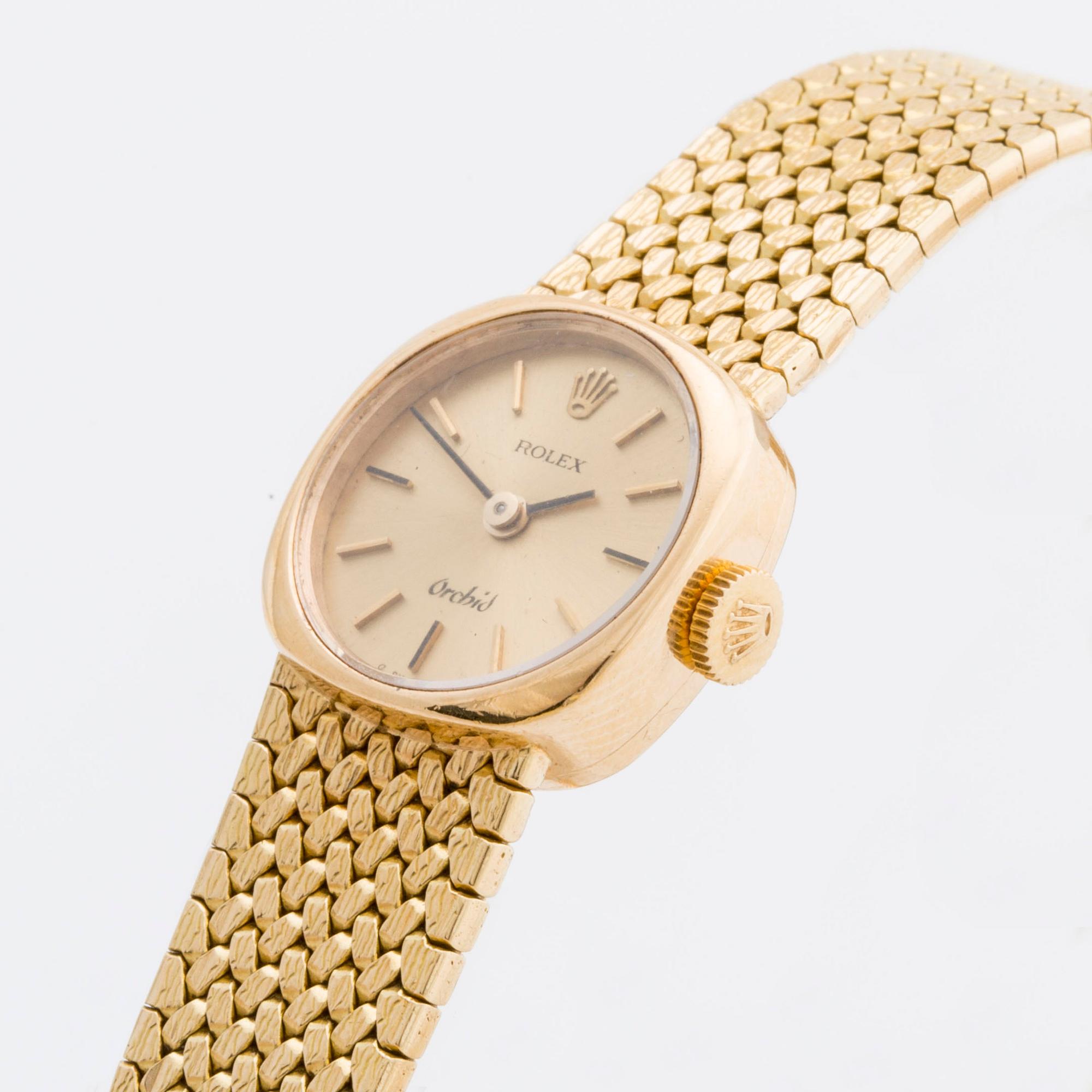 ROLEX ladies wristwatch ORCHID 18k guld, 18 mm, manual wind.