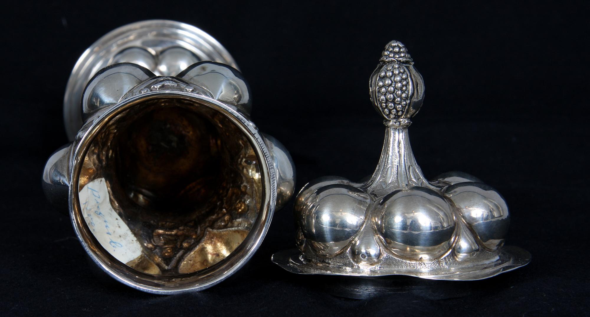 LOCKPOKAL, silver, barockstil, bär otydl utländska stämplar, 1900-tal.