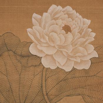 A painting of lotus flowers in Song style, in the style of Yun Shouping (1633-1690), Qing dynasty (1644-1912).