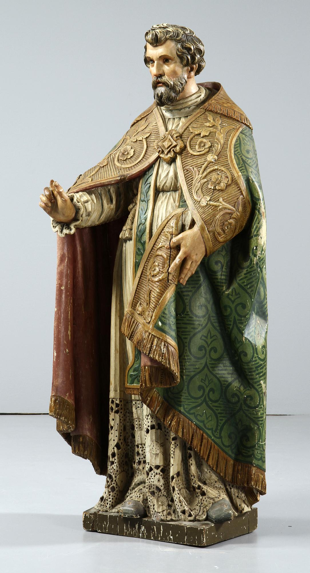 FIGUR, trä, "Petrus", 1800/1900-tal.