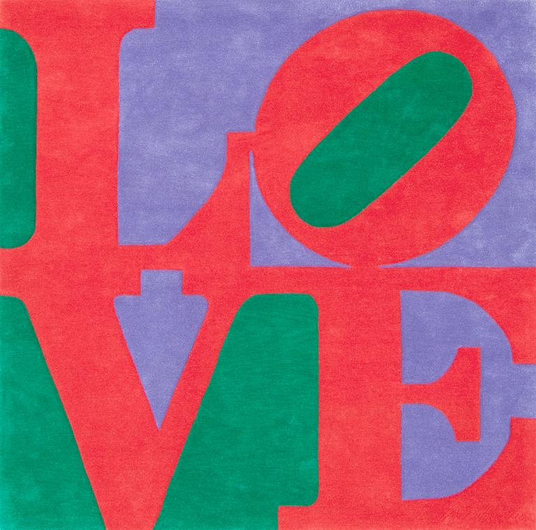 MATTA. "Philadelphia LOVE", Chosen LOVE. Tuftad 1995. 182 x 182,5 cm. Robert Indiana, USA, född 1928.