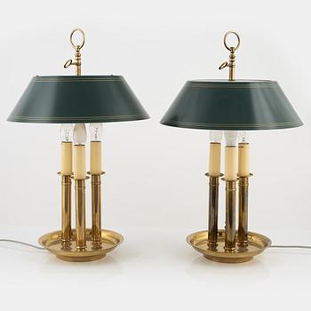 A pair of brass table lamps, end of the 20th Century.