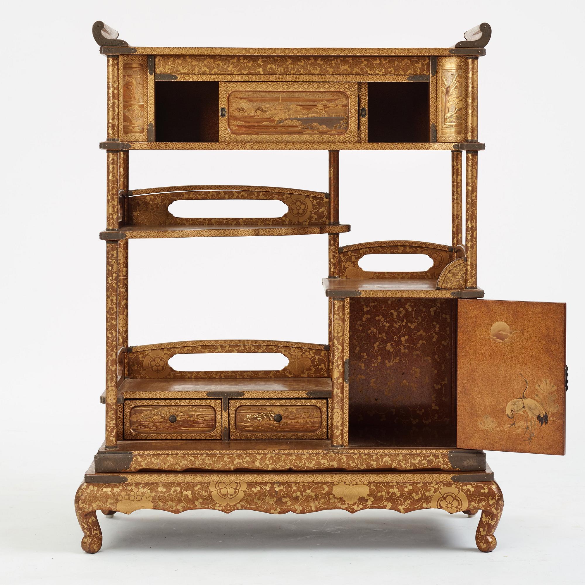 A Japanese lacquered display cabinet, Shodona, 19th Century.