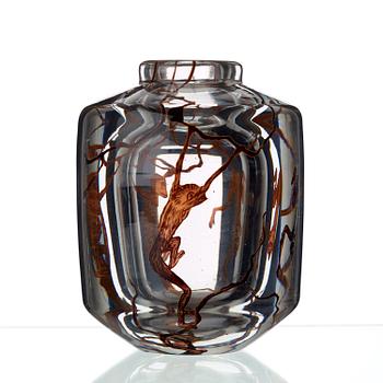 An Edward Hald 'graal' glass vase, Orrefors, Sweden 1939.